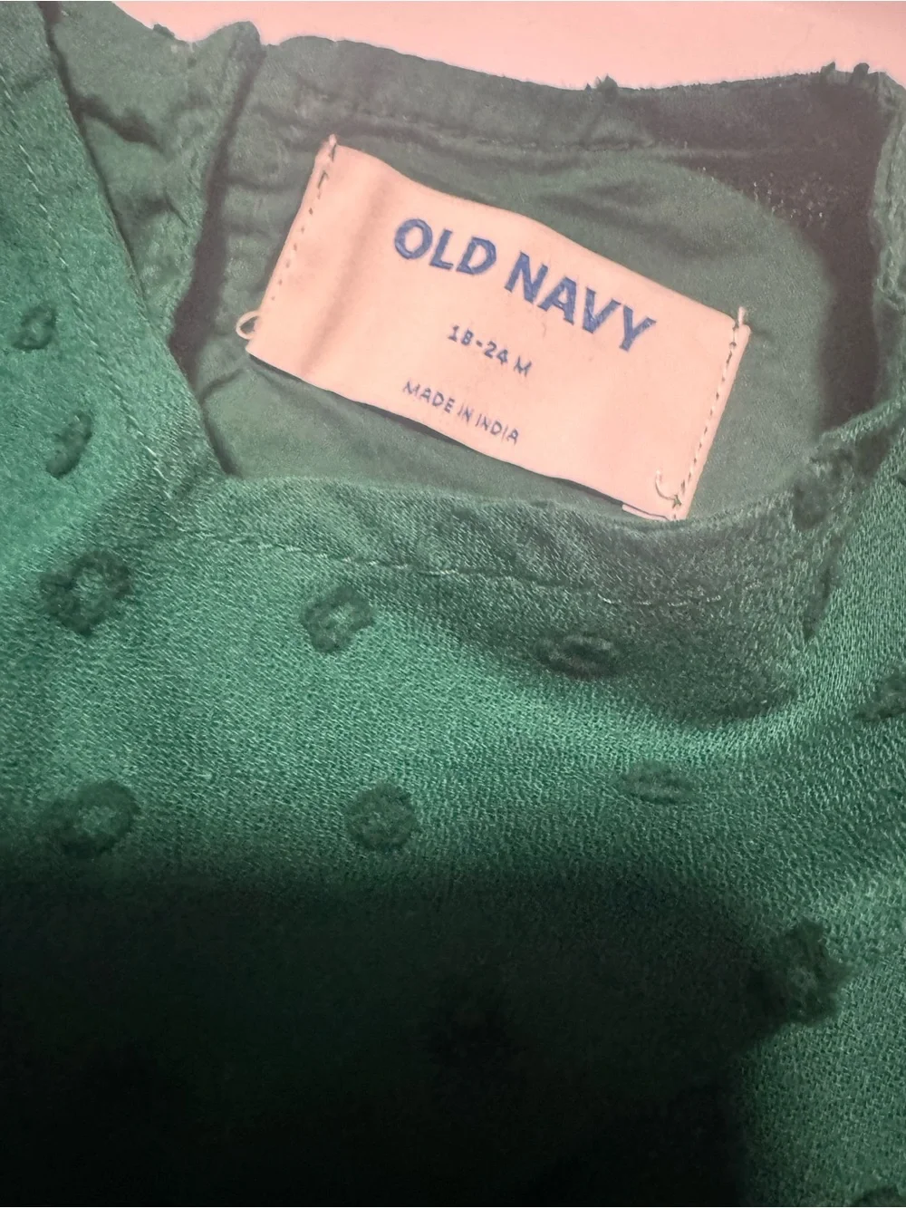 Old Navy Emerald Green Textured Swiss Dot Top